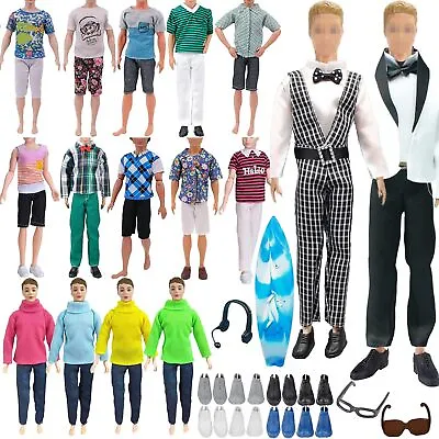 20 Pcs Ken Doll Clothes Accessories Set 1 Ken Suit 3 Tops 3 Pants Random Style • £11.49