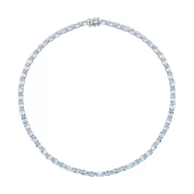 14k White Gold Finish Natural Aquamarine Gemstone Tennis Necklace In 925 SilverB • $600