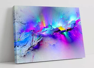 Abstract Rainbow Explosion -deep Framed Canvas Wall Art Picture Paper Print- • £19.99