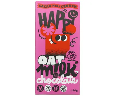 Happi Oat Milk Chocolate Cacao Nibs Crunch | 6 X 80g Bars | Best Before 19/01/24 • £9.99