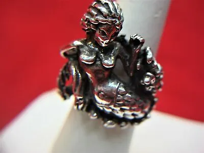 Solid Sterling Mermaid Ring - Highly Detailed - Heavyweight - Size 8 1/2 • $99.95