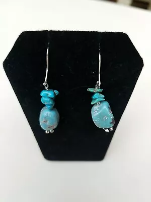 $23.25 • Buy Striking 925 Sterling Turquoise Drop Earrings