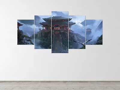 5 Piece Japanese Temple Canvas Wall Art Wall DecorReady To Hang Japanese Art • $49.90