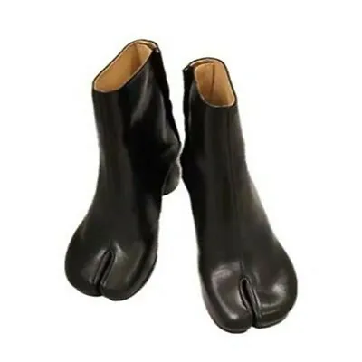 UK Chic Womens Tabi Split Toe Bootie Block Heel Side Zip Ankle Boots Shoes NEW • £59.99