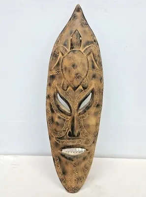 Rare Carved Wood Mask Honiara Soloman Islands South Pacific Mother Of Pearl • $269