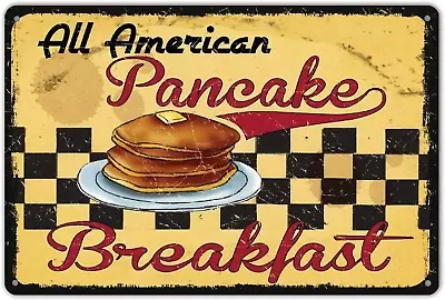 Ylens Pancake Breakfast Retro Vintage Kitchen Signs Wall Decor Metal Tin Sign • $15.13