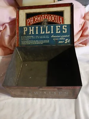 Vintage Bayuk  Philadelphia Phillies Perfecto Tobacco Cigar Tin Box. 1929. Empty • $10