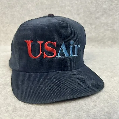 Vintage US Air Corduroy Hat Blue SnapBack Cotton Flight Pilot Casual Yopoong  • $17.95