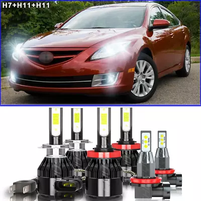 For Mazda 6 2009-2010 6X 6000k LED Headlight High Low Beam + Fog Light Bulbs • $28.49