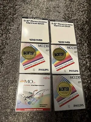 Lot Of 6 PHILIPS Fujitsu Sony 3.5inch 230MB/128 Rewritable MO Disk Macintosh • $39