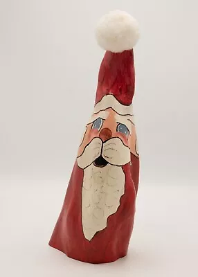 Vtg 13  Folk Art Hand Painted Driftwood Santa Claus Christmas Figure Wood Log • $17.46