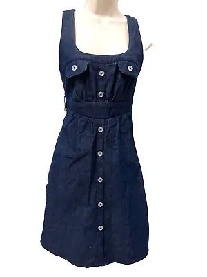 Va Va Voom Womens Dress S PinUp VLV Retro Denim Button Front Bodycon Sleeveless • $21.38