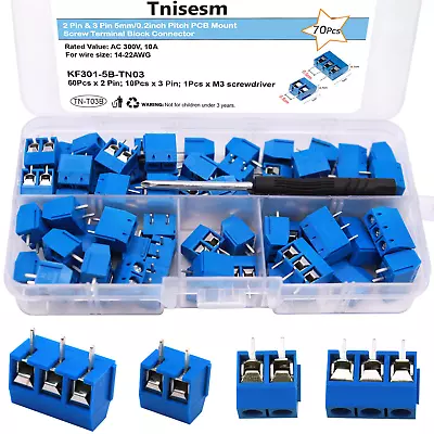 /70Pcs 2 Pin & 3 Pin 5Mm/0.2Inch Pitch PCB Mount Screw Terminal Block Connector  • $14.42