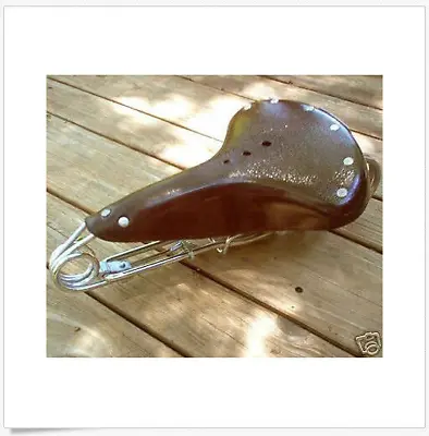 Vintage Style Brown Leather Hairpin Bike Saddle - Factory 2nd Cosmetic Flaw Only • $26.55