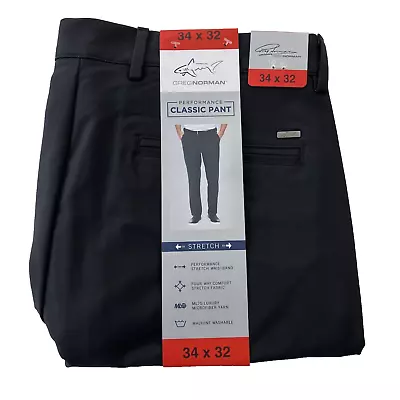 Greg Norman Men Performance Classic Pant Stretch Waist Black 34x32 • $16.87