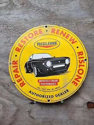 Vintage Rislone Porcelain Sign Auto Repair Garage Mechanics Service Products 12  • $135.25