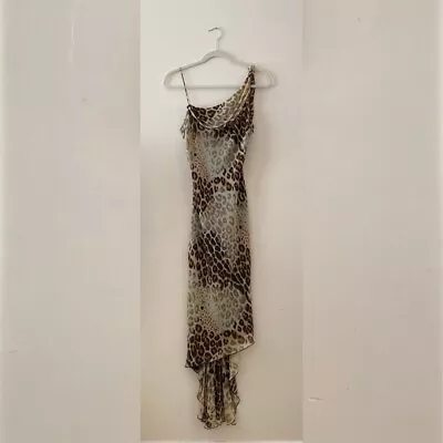 Vintage ‘Mob Wife’ 100% Silk Leopard Print Dress • $95