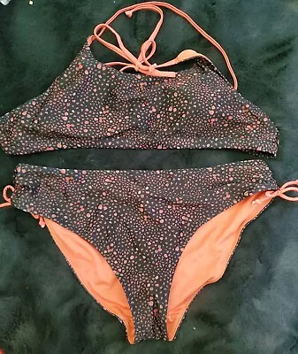 Fat Face Animal Spot Bikini Set Navy And Coral Pink Size 14 BNWT • £14.99