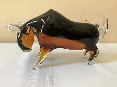 Murano Style BADASH Art Glass Charging Bull Toro 9  Brand New Without Box • $85