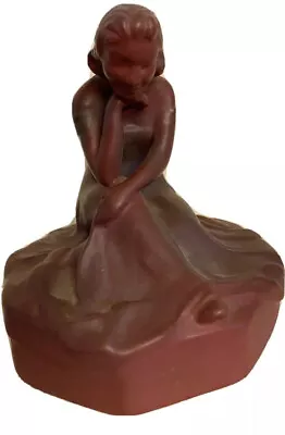 Van Briggle Pottery 1930s Mullberry Woman Figural Octagon Covered Box • $235