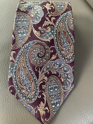 Vintage Bill Blass Paisley 100% Silk Tie RN19388 Brown Purple Multicolor Classic • $17.99