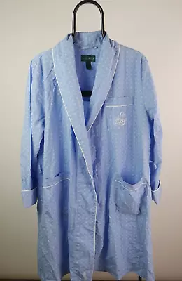 Mens Polo Ralph Lauren Light Blue Pocket Dressing Gown Bath Robe Size M Cotton • £19.99