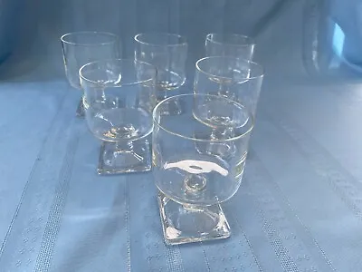 $9.99 • Buy Vintage Set Of 6 Square Base Drinking / Parfait / Dessert Glasses