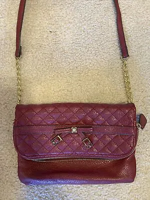 $21 • Buy Jessica Simpson Red Crossbody Foldover Purse Handbag Bag Leopard Interior