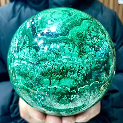 8.68LB Rare Natural Malachite Quartz Hand Carved Sphere Crystal Healing • $0.99