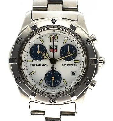 Vintage Men's Tag Heuer 39mm Professional 2000 Chronograph Watch Ref: CK1111! • $659.95