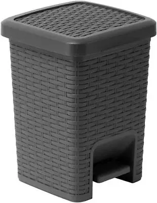 Addis Rattan Effect Pedal Bin 6L - Charcoal 20 X 22.5 X 29 CM • £15.99