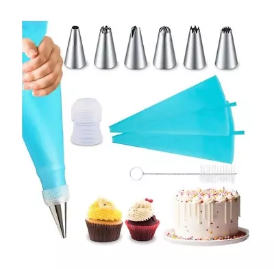 11pcs Icing Decorating Set Cake Decoration Equipment Pastry Bag + Piping Nozzles • £7.49