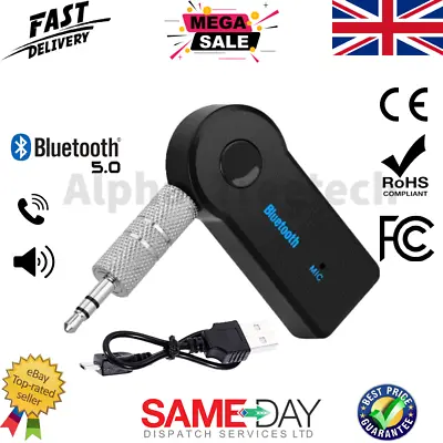 AUX Bluetooth Adapter 3.5mm Phone Audio Car Stereo Music Receiver With Mic • £4.99