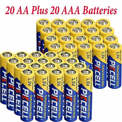 20 AA & 20 AAA Combo Batteries R03P R6P UM-4 UM-3 1.5V Zinc-Carbon Toys Remotes • $10.99