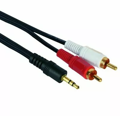 1.8M Gold 3.5mm Mini Headphone Jack Stereo To 2x RCA Phono Red White Audio Lead • £3.99