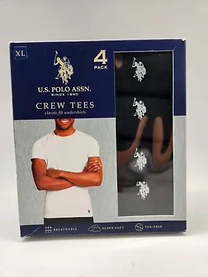 US POLO ASSN 4-Pack Logo Black Crew Neck T Shirt Set Classic Fit Men's S M L XL • $32.95