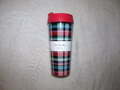 New Vera Bradley Ribbons Plaid Thermal Travel Mug Tumbler With Lid Coffee Drinks • $9.99