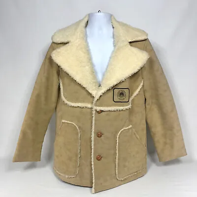VTG Swingster Faux Shearling Leather Ranch Wear Western Coat Jacket Mens Medium • $39.99