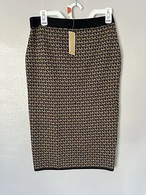Michael Kors Logo Print Black Pencil Husk Skirt QF37089AL9 Size M NWT • $29.50