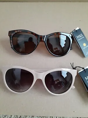 Marks And Spencer Ladies Sunglasses 2 Pair's 1 Brown Tortoise Frame 1 Nude Frame • £5