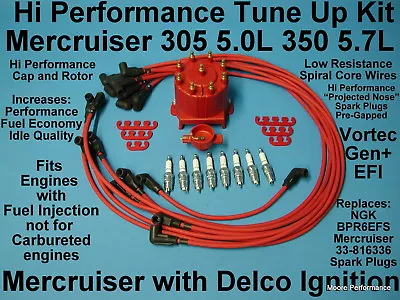 Tune Up Mercruiser Gen+ Vortec Mpi 305 350 Spark Plug Wire Distributor Cap Rotor • $199.95