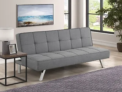 Mainstays Studio Futon Gray Linen Upholstery Sofa Bed • $199