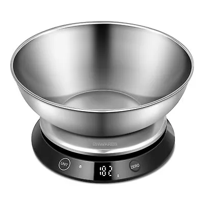 Digital Kitchen Scale With Bowl USB Rechargeable Food Weight Scale For Cooking • £29.85