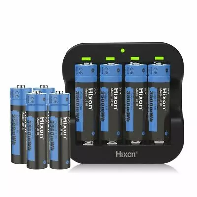 Hixon 1.5V AA Batteries 3500mWh Rechargeable AA Li-Ion Batteries And Charger LOT • $38.90