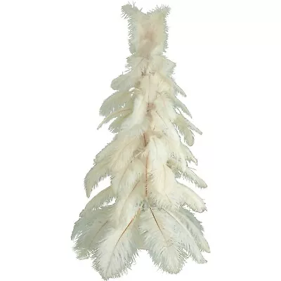 White Ostrich Feather Christmas Tree Real Bird Feather Branches Stand Included • $199.99