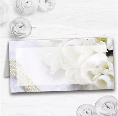 White Rose And Romantic Lace Wedding Table Seating Name Place Cards • £6.95