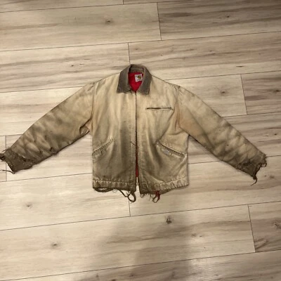 $44 • Buy Vintage Carhartt Detroit Jacket Medium Super Distressed Brown