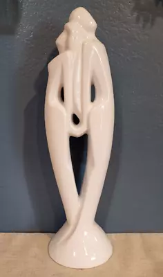 Vintage 90s Art Deco Haeger White Ceramic Statue Couple Figurine Lovers • $37