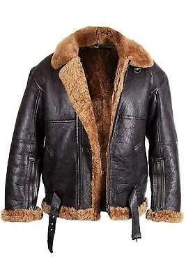 Men RAF Aviator Real Leather Jacket Coat Bomber B3 Sheep Skin Pilot Flying • $129.99