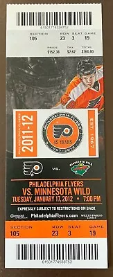 Philadelphia Flyers 1/17/2012 NHL Ticket Stub Vs Minnesota Wild • $6.95